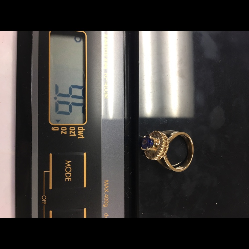 14K yellow gold diamonds tanzanite ring - Picture 4 of 8